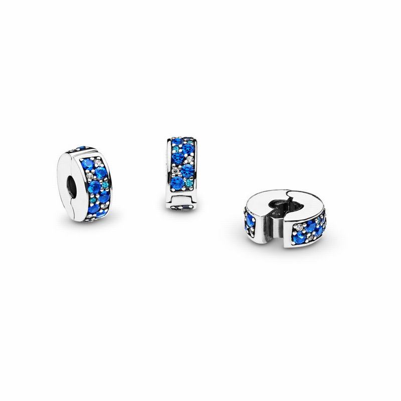 Talismane Pandora Mosaic Shining Elegance Clip Argint/Albastri (yulPgJhw)